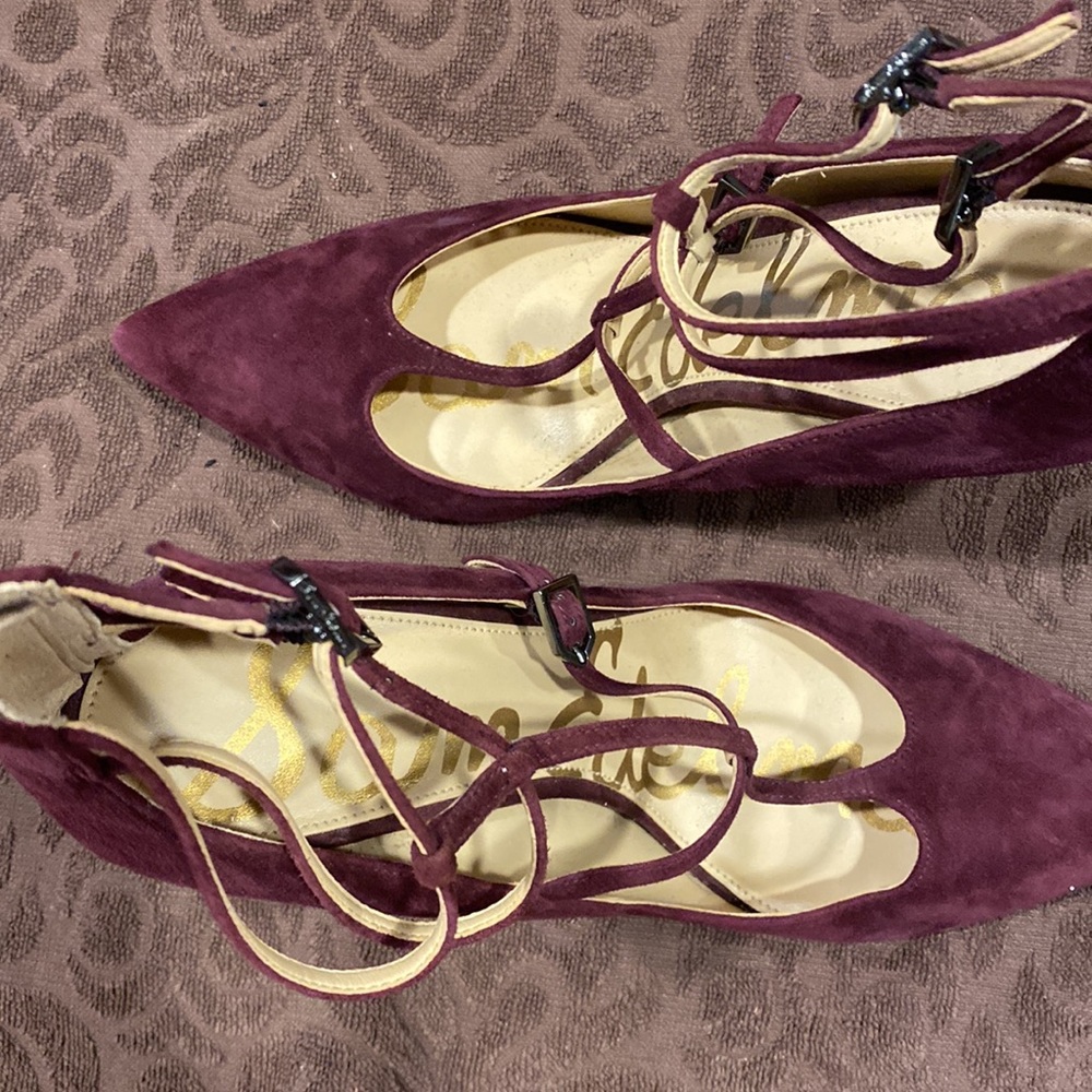 Sam Edelman Burgundy Suede Pointed Toe Lace-Up Heels - Picture 7 of 7